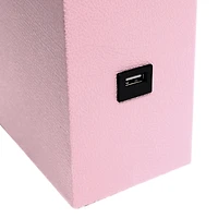 Elegant Designs Modern Leather Table Lamp with USB and White Fabric Shade