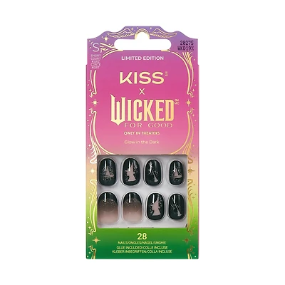 Kiss Nail - Wicked - Own Your Power - Medium - Vert - 28 ongles - 1 colle gel rose
