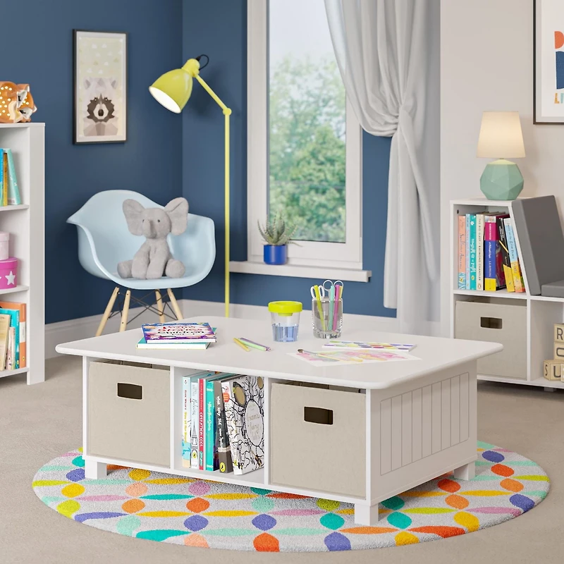 RiverRidge® Home 6-Cubby Storage Activity Table in White for Kids with 2-Piece Bins