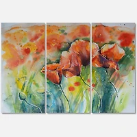 Designart Red Blossoming Poppies V Canvas Wall Art