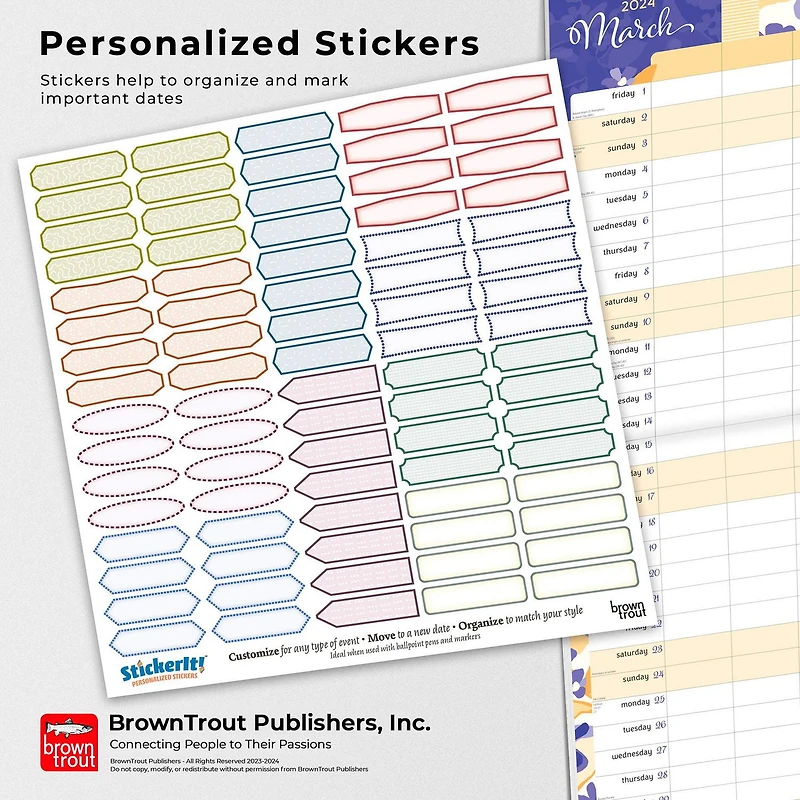 BrownTrout Mom's Family Planner 2024 12x24 Inch Matte Wall Calendar, 9781975464028