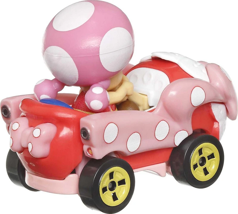 Personnages et karts de Mario Kart Toadette Fille D'Anniversaire véhicule Hot Wheels en métal moulé sous pression à l’échelle 1:64