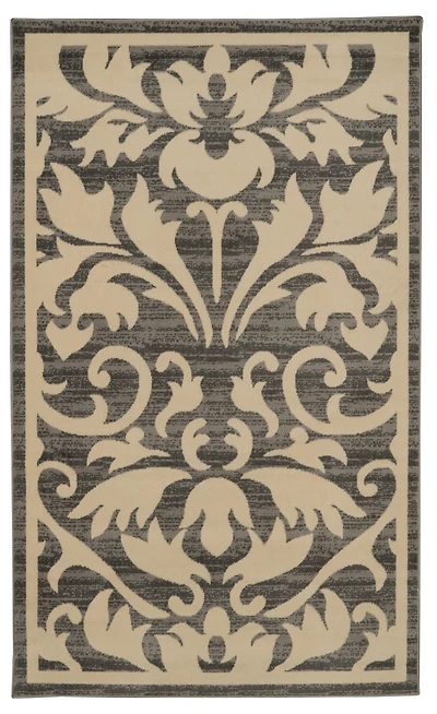 Capri Damask Grey & Bone 4' 3" x 7' 3" Area Rug