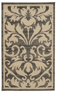 Capri Damask Grey & Bone 4' 3" x 7' 3" Area Rug