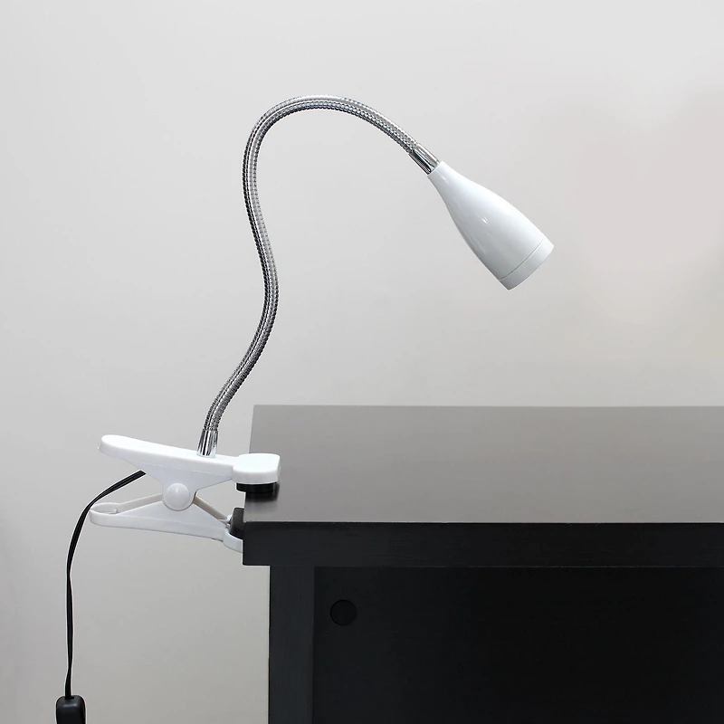 Simple Designs Flexible Gooseneck LED Clip Light Desk Lamp
