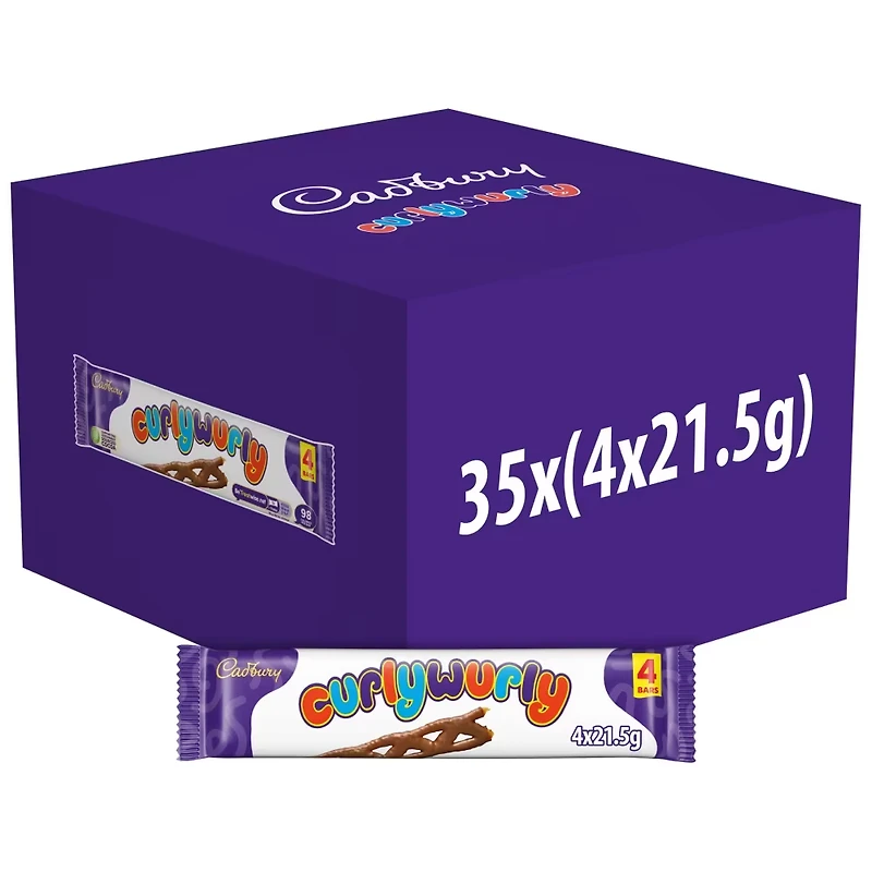 Cadbury Curly Wurly Chewy Caramel Chocolate Bars 4 Pack (86g)