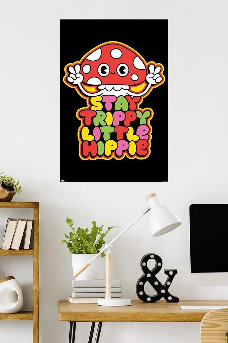 Mushroom - Stay Trippy Little Hippie Wall Poster, 22.375" x 34"