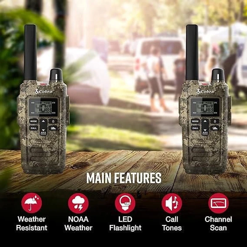 Cobra RX380TTC Radios Bidirectionnelles/Talkie-Walkies - Robuste, résistant à l'eau et portée allant jusqu’à 50 km - Lot de 2 Résistants aux intempéries