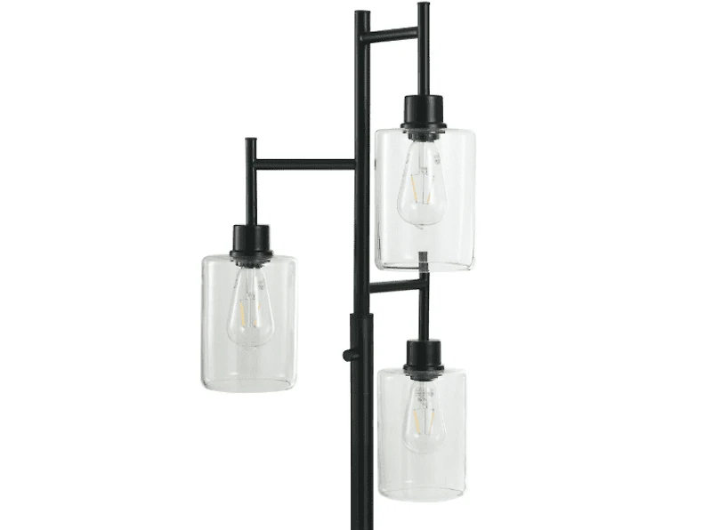Better Homes & Gardens 63.5 in 3 Light Contemporary Black Floor Lamp Clear Glass