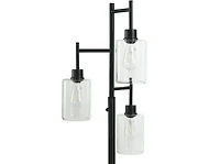 Better Homes & Gardens 63.5 in 3 Light Contemporary Black Floor Lamp Clear Glass