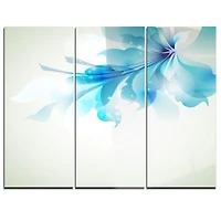 Art mural floral en métal Design Art Fleurs abstraites bleues à panneaux multiples