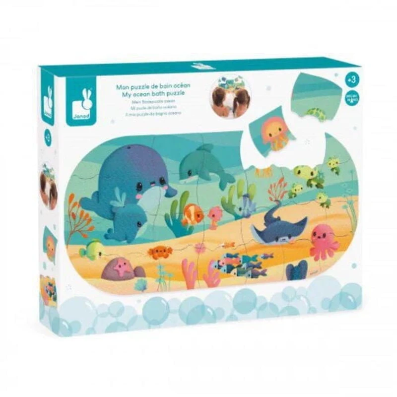 Janod Puzzle de Bain Aventure Sous-Marine - Puzzle Flottant de 28 Pièces en EVA pour Enfants - 3 ans et + - J04727