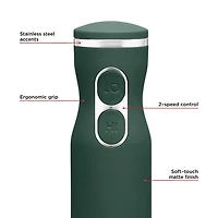 Chefman Multi-Speed Immersion Hand Blender with Stainless Steel Blades, 300W, Multi Purpose, Forest Green