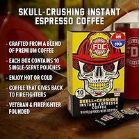 Fire Department Coffee, Skull-Crushing Instant Espresso, Instant Coffee Packets, Pack of 10