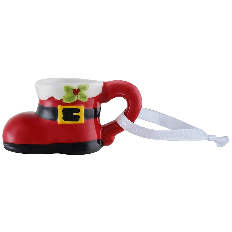 Mr. Christmas Ornement de tasse de botte en céramique nostalgique de 1,5 po, rouge