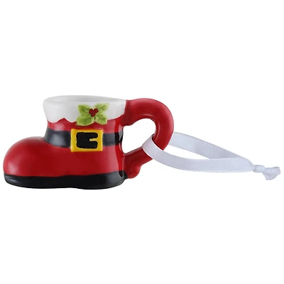 Mr. Christmas Ornement de tasse de botte en céramique nostalgique de 1,5 po, rouge