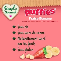 Collation pour bébé Simply Gourmet Puffies Fraise Banane Collations soufflées aux céréales