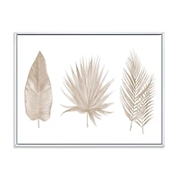 Designart Tropical Beiges Leaves FLOAT FRAME WALL ART