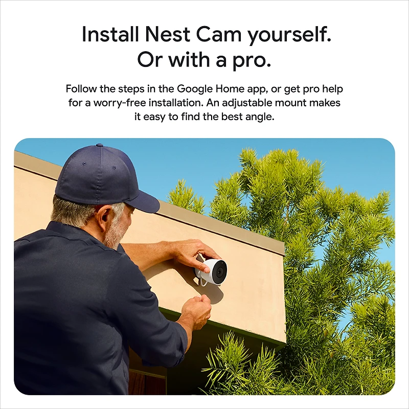 Google Nest Cam Outdoor (Wired, 2nd Gen) - 2K Video and Gemini - Snow