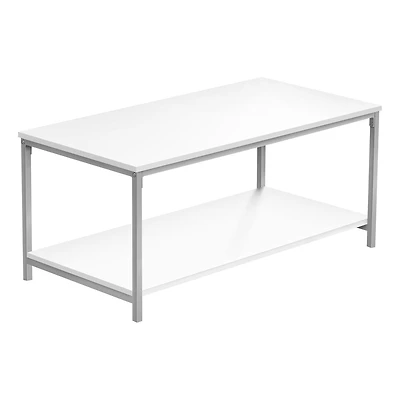 Monarch Specialties Table A Café, Accent, Cocktail, Rectangulaire, Salon, 40"l, Métal, Stratifié, Blanc, Gris, Contemporain, Moderne