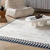 Rug Branch Maise Vintage Indoor Outdoor Area Rug, Cream Blue, Floral - Entryway, Hallway, Bathroom, and Kitchen