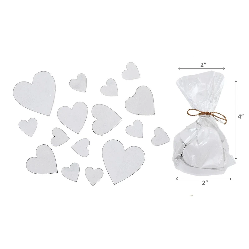 IH Casa Decor 16Pc Assorted Size Wood Ornaments Heart White - Set of 2