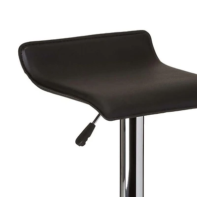 Plata Import - Wendolyn Swivel Bar Adjustable Stool in Black Modern Faux Leather Upholstered for Dining Area