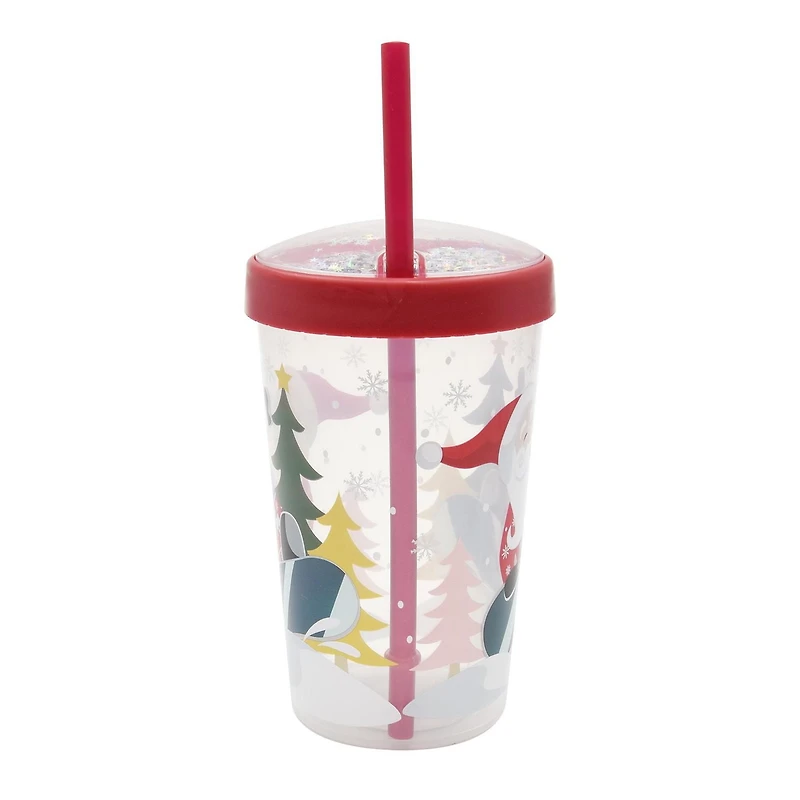 Holiday Time Red Plastic Straw Tumbler, 3.5 inch x 3.5 inch x 7.9 inch, 1 Piece