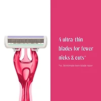 Rasoirs jetables pour femmes au parfum Raspberry Rain de marque Skintimate 4 rasoirs jetables