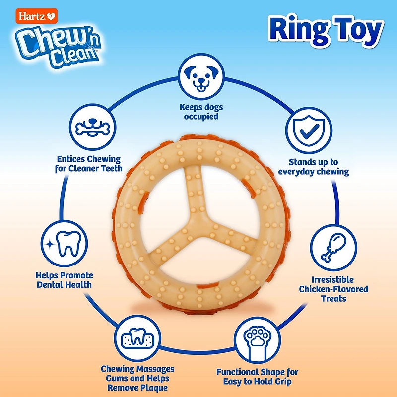 Jouet pour chien Hartz Chew 'n Clean à saveur de poulet Jouet pour chien 2 en 1