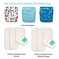 Charlie Banana 6 Inserts Oceana Hybrid All-in-One Reusable Diapers