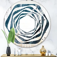Designart 'Splash Blue Indigo' Modern Round Wall Mirror - Whirl 32x32