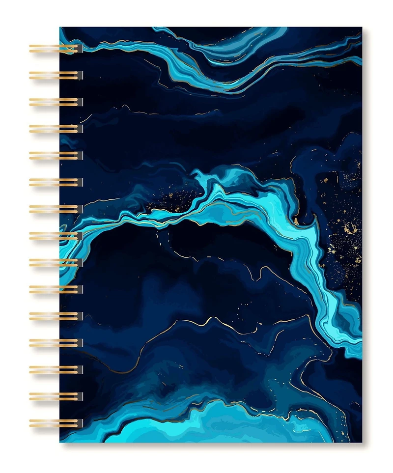 Marquages par C.R. Gibson Medium Twin Wire Journal,<br>Impression de marbre bleu