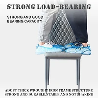 Noble House Modern Dining Chair Set of 4, Fireproof Leather Upholstery with Diamond Grid Pattern and Metal Frame,Gray