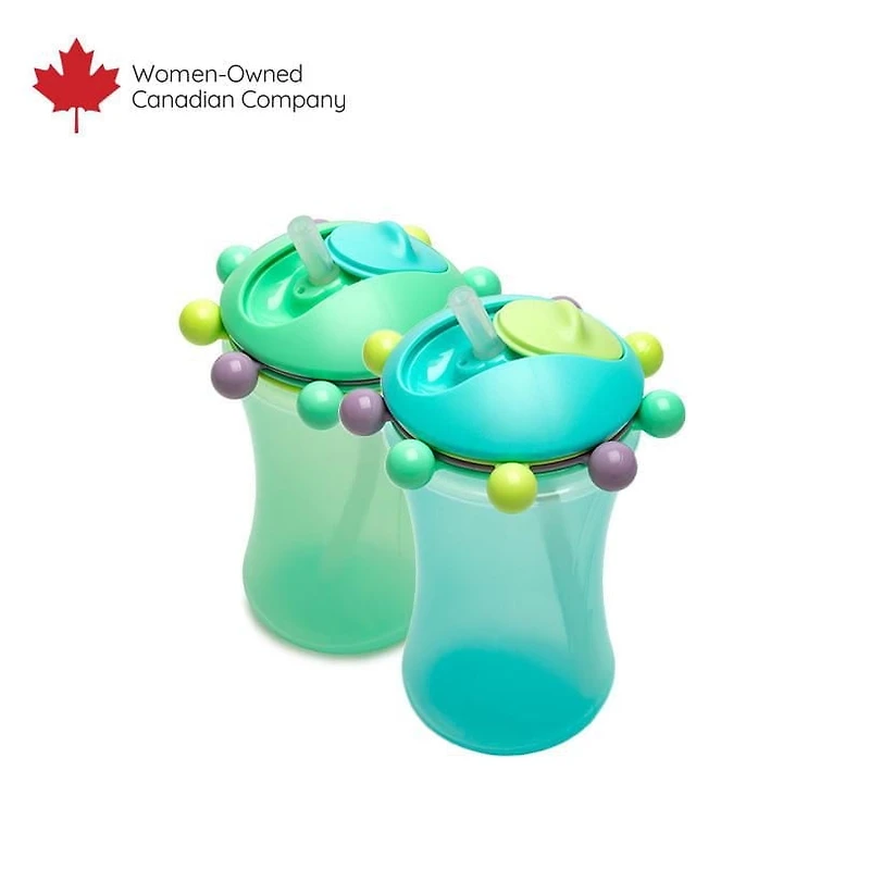 Baby and Toddler Straw Sippy Cup with Colorful Abacus Beads, 11.5oz - 2 Pack