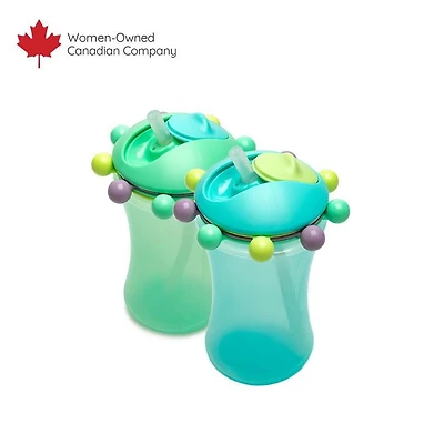 Baby and Toddler Straw Sippy Cup with Colorful Abacus Beads, 11.5oz - 2 Pack