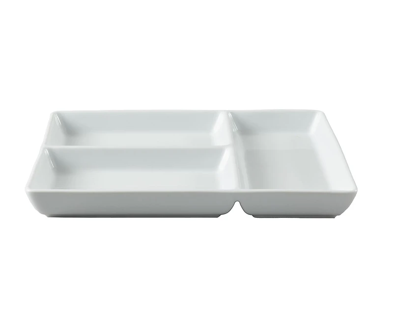 Better Homes & Gardens White Porcelain Rectangular Divided Tray, 9 x 10, Serveware