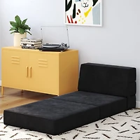 Novogratz The Flower Modular Chair and Lounger Bed with 5-in-1 Design, Black
