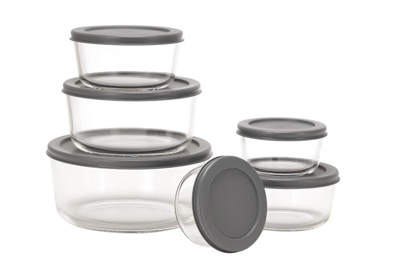 MAINSTAYS Round glass food storage set with PE Lid, Volume: 1/2/4/7cup