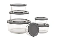 MAINSTAYS Round glass food storage set with PE Lid, Volume: 1/2/4/7cup