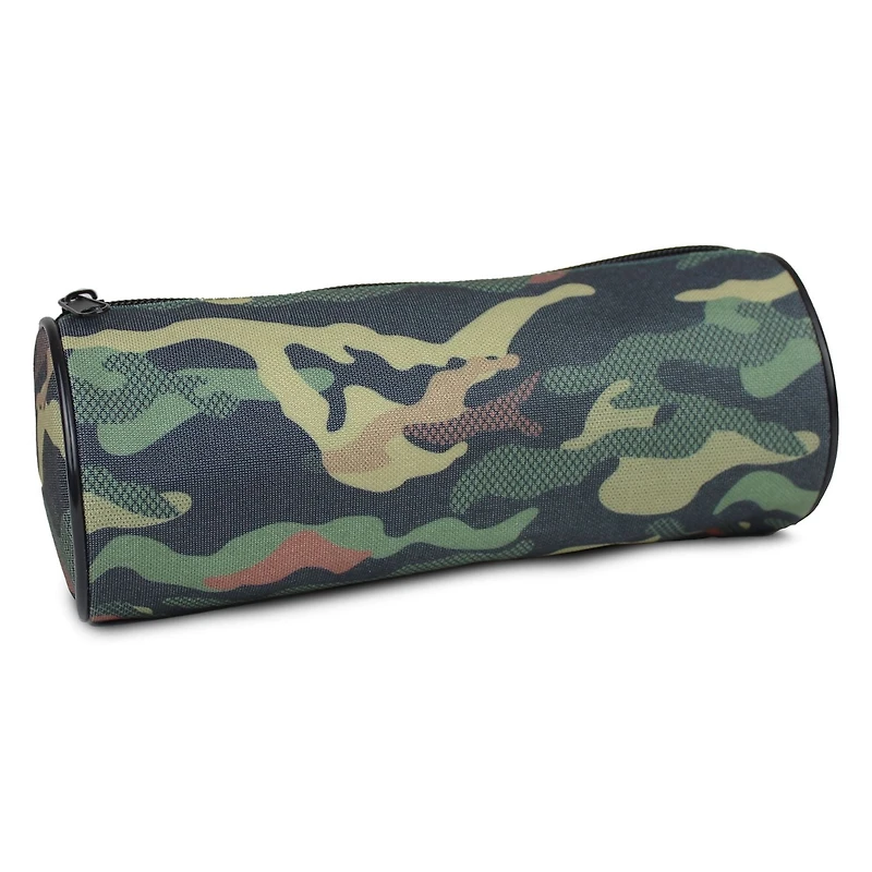 Pen + Gear Étui à crayons en forme de tonneau, motif camouflage, vert