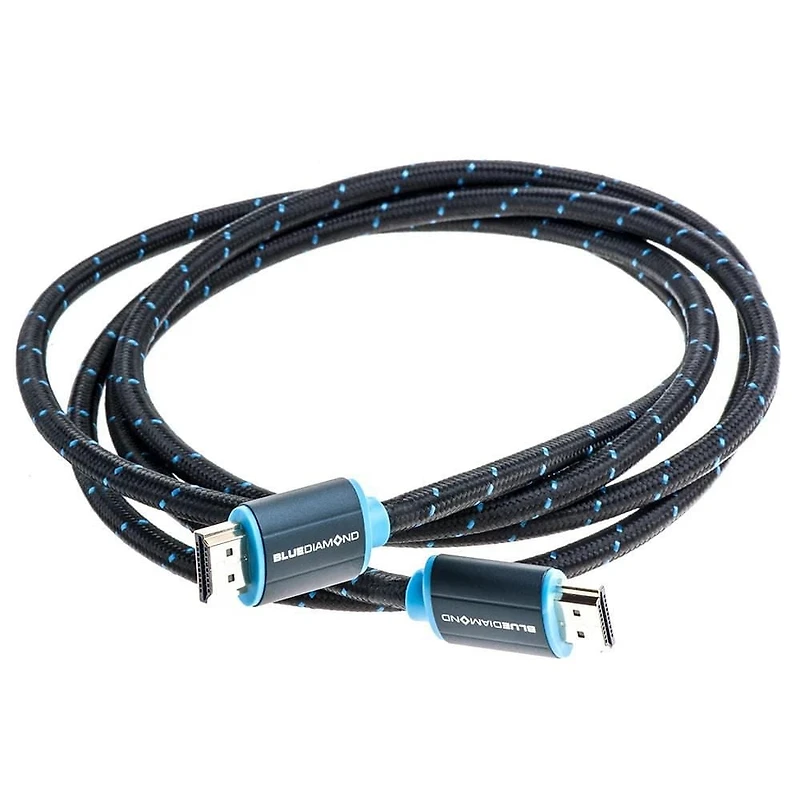 Câble HDMI 4K tressé BlueDiamond - Ultra HD, 18Gbps, HDR dynamique, HDMI 2.0, 4K@60Hz, mâle à mâle - Noir et bleu