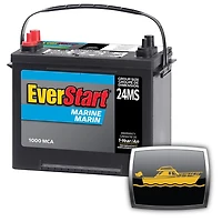EverStart MARINE 24MS-1000N, 12 Volt, Marine Starting Battery, Group Size 24, 1000 MCA, EverStart, Marine Battery