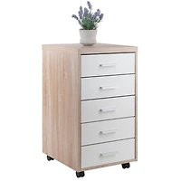 Winsome Meuble de rangement Kenner mobile, 5 tiroirs, bois récupéré/fini Blanc