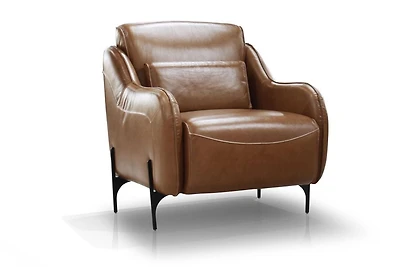 Topline Home Furnishings Accent Chair, Cappuccino 100% Top Grain Leather