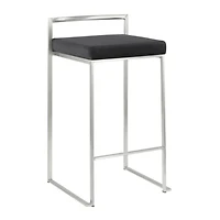 Heavenly Collection Tabouret en PU Noir avec Cadre en Acier Inoxydable ENSEMBLE DE 3