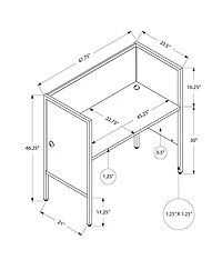Monarch Specialties  Bureau A Cloison, 48"l, Bureau, Travail, Qualité Commerciale, Stratifié Blanc, Métal Argenté, Contemporain, Moderne