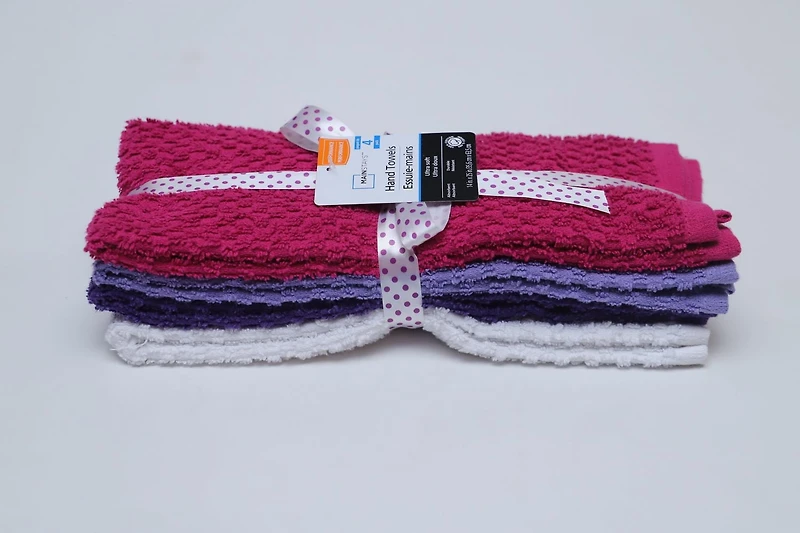 ESSUIE-MAINS 4PK - ASSORTIMENT ÉPONGE SERVIETTE 100% COTON