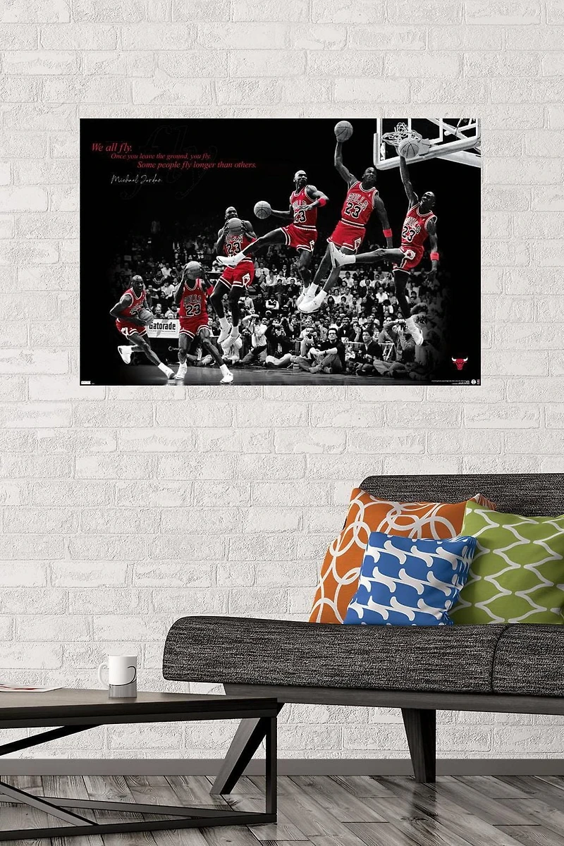 Michael Jordan - Fly Wall Poster, 22.375" x 34" Framed