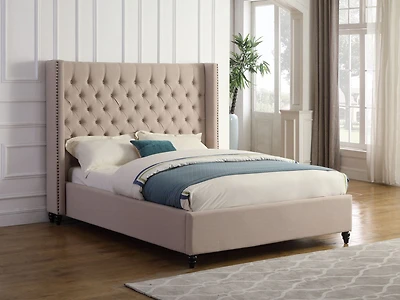 Venetian King Platform Bed, Beige